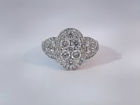 Diamond Cluster Halo Ring 14K White Gold 1.58CTW