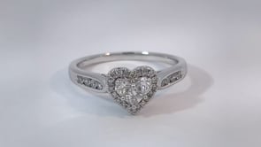 Diamond Heart Cluster Halo Ring 14K White Gold 0.62CTW