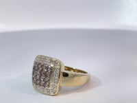 Champagne Diamond Halo Ring 14K Yellow Gold 0.39CTW