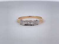 Vintage Diamond Ring 18K Yellow Gold &amp; Platinum 0.05CTW