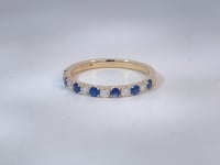Natural Sapphire &amp; Diamond Stackable Wedding Band 14K Yellow Gold 0.59CTW