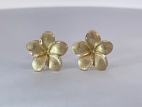 Plumeria Stud Earrings 14K Yellow Gold