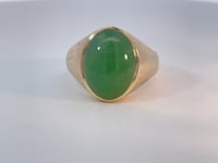 Jade Cabochon Ring 14K Yellow Gold