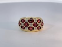 Garnet Diamond Cluster Band 2.46CTW 18K Yellow Gold