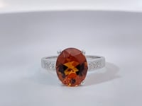 Madeira Citrine &amp; Diamond Ring 14K White Gold 3.20CT