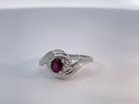 Ruby Diamond Swirl Ring 0.44CTW 14K White Gold