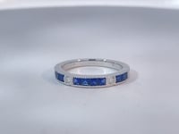 Sapphire Diamond Milgrain Band 14K White Gold