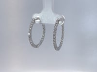 Bubble Style Diamond Hoop Earrings 14K White Gold 0.96CTW 23MM
