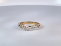 Double-Row Chevron Diamond Wedding Band 14K Yellow Gold 0.14CTW