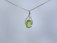 Peridot Diamond Swirl Pendant 14K White Gold 1CT