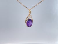 Amethyst Diamond Swirl Pendant 14K Yellow Gold 1.11CT