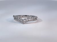 Double Chevron Diamond Stackable Band 14K White Gold .54CTW