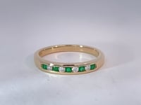 Emerald Diamond Channel Set Band 0.18CT 14K Yellow Gold