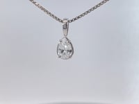 Pear Shape Natural Diamond Pendant 14K White Gold 0.39CTW