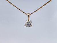 Natural Diamond Solitaire Pendant 14K Yellow Gold 0.47CT