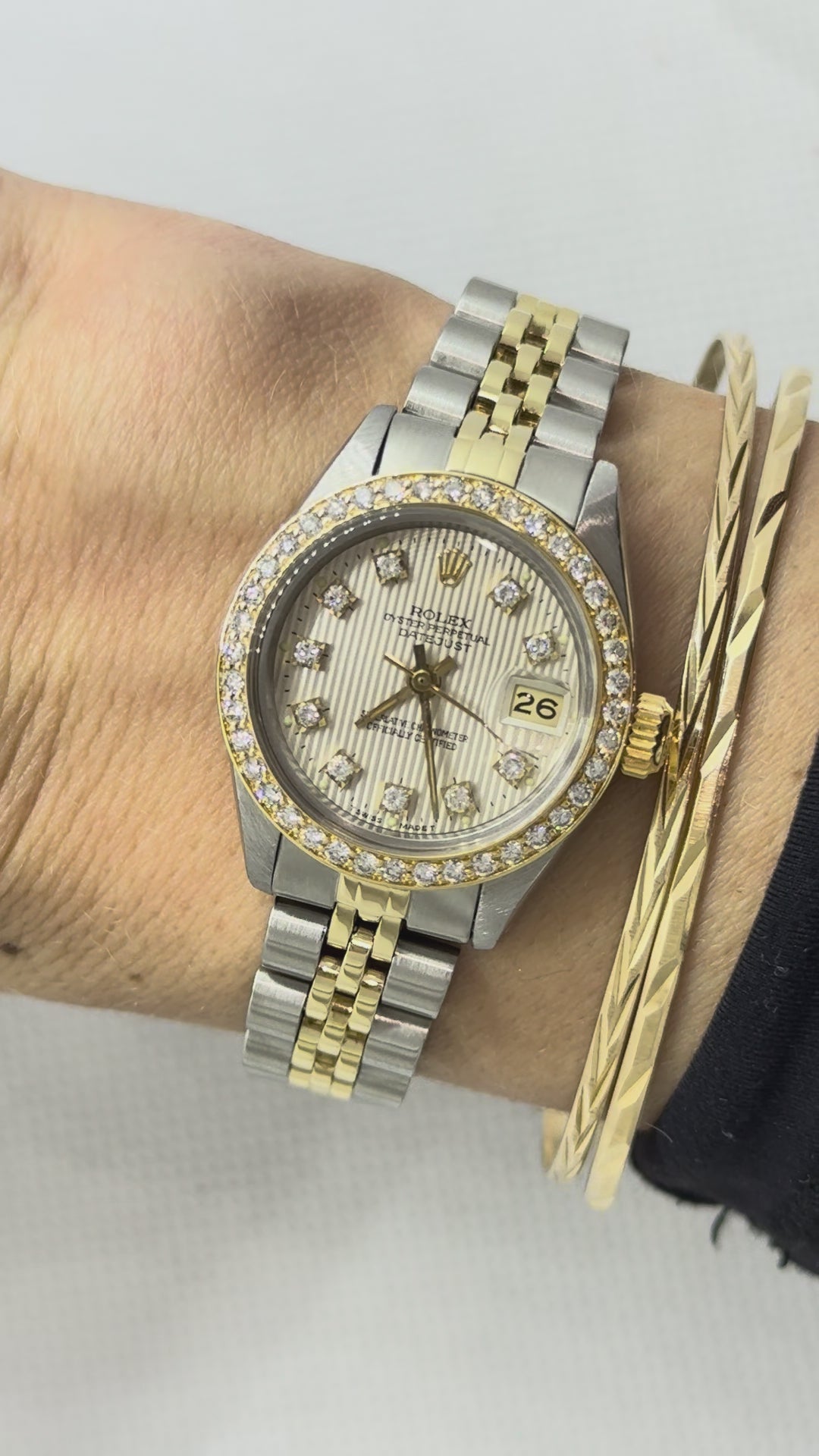 Rolex Datejust Diamond Dial & Bezel Ladies Two Tone Watch Ref:6917