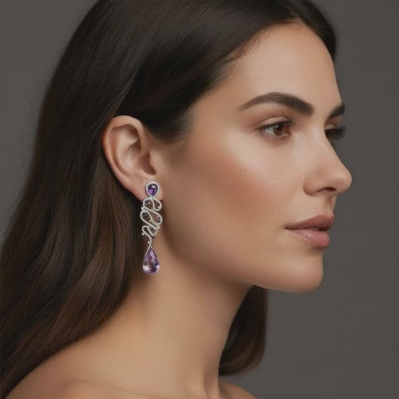 Chopard Earrings Amethyst Diamond Dangle 18K 29.39CT