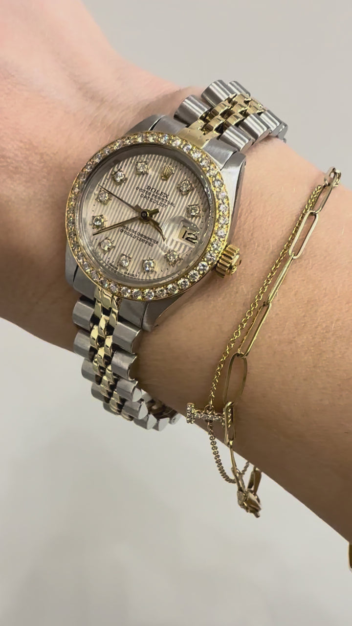 Rolex Datejust Diamond Dial & Bezel Ladies Two Tone Watch Ref:6917