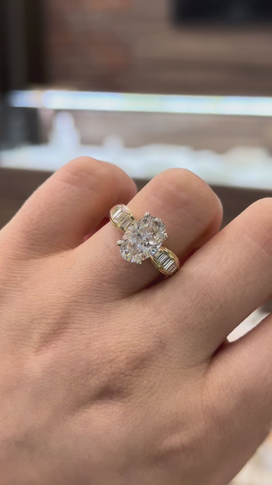 Oval Lab Grown Diamond Engagement Ring 2.58CT 18K Two Tone