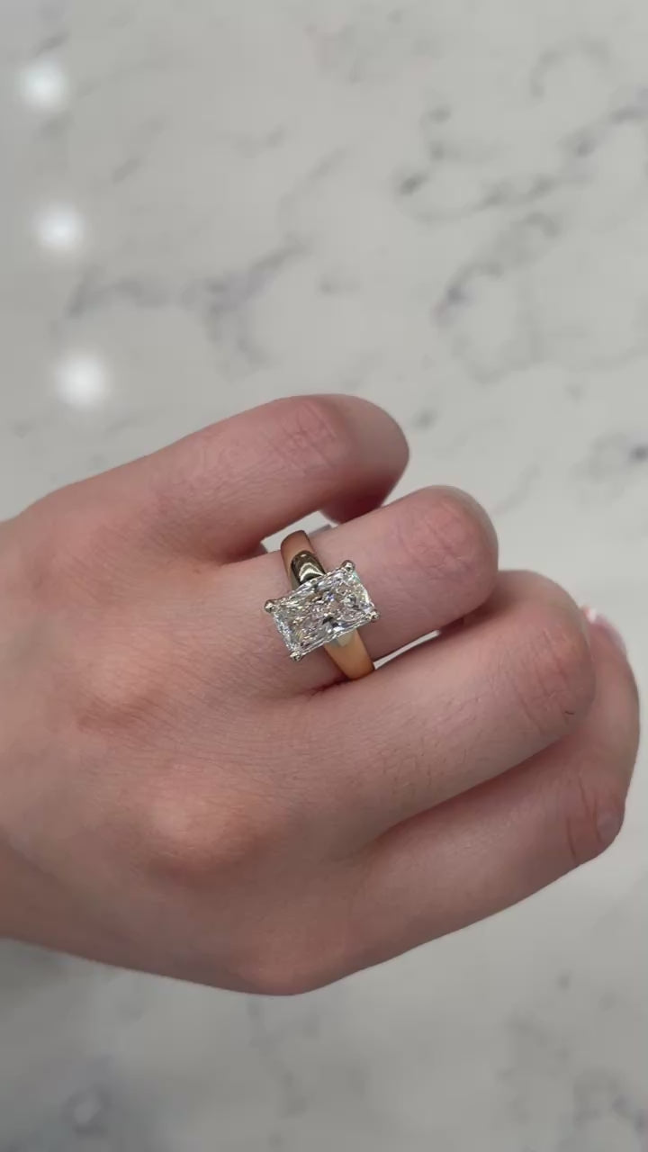 Ascend Solitaire Radiant 3CT Lab Grown Diamond 14K Two Tone