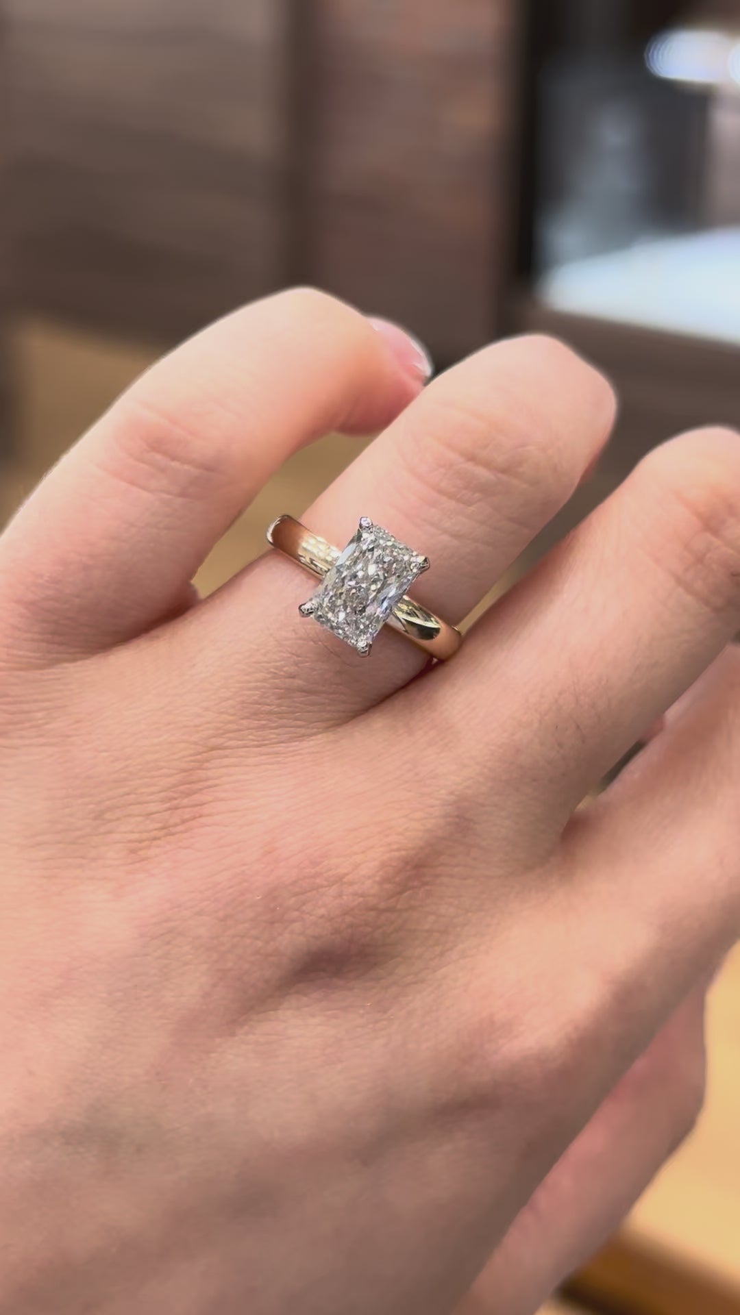 Radiant Lab Grown Diamond Hidden Halo Ring 2.01CT 14K Two Tone