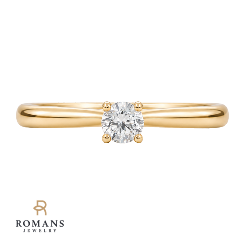 Allomar Solitaire .50CT Round Natural Diamond Ring 14K Yellow Gold