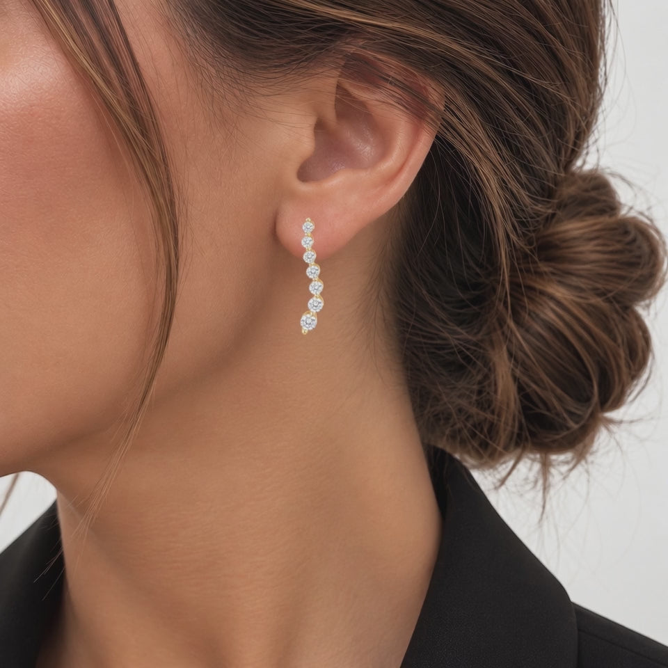 Diamond Journey Stud Earrings 0.40CTW 14K Yellow Gold