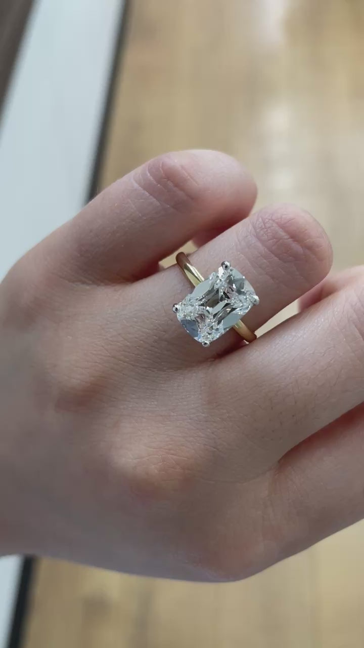 Covenant Hidden Halo 4CT Old Mine Cushion Lab Diamond 14K Two Tone