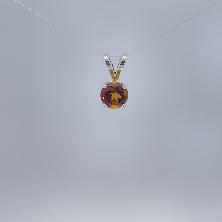Brown Tourmaline Solitaire Pendant 0.89CT 14K White Gold