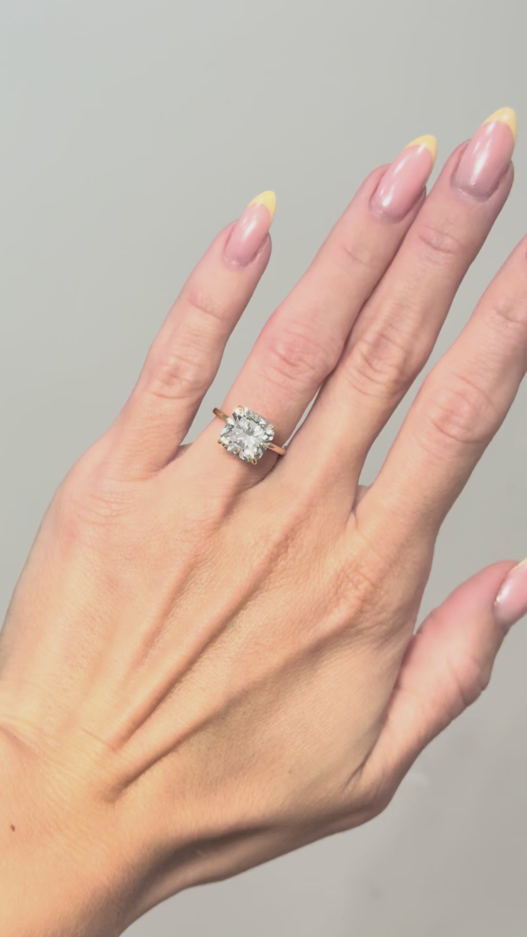 Lab Grown Cushion Diamond Solitaire Ring 5.29CT 14K Yellow Gold