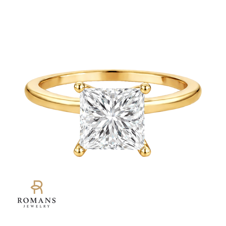 Isleana Solitaire 1.50CT Princess Natural Diamond Ring 14K Yellow Gold
