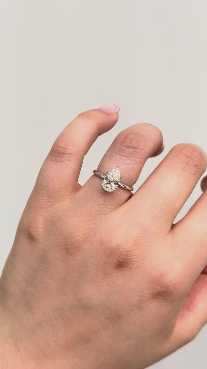 Verity Pear 1.42CT Natural Diamond Solitaire Engagement Ring 14K White Gold
