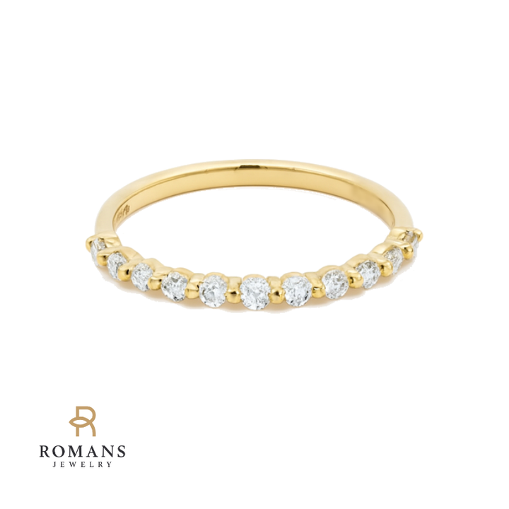 Diamond Shared Prong Stackable Band 14K Yellow Gold .24CTW