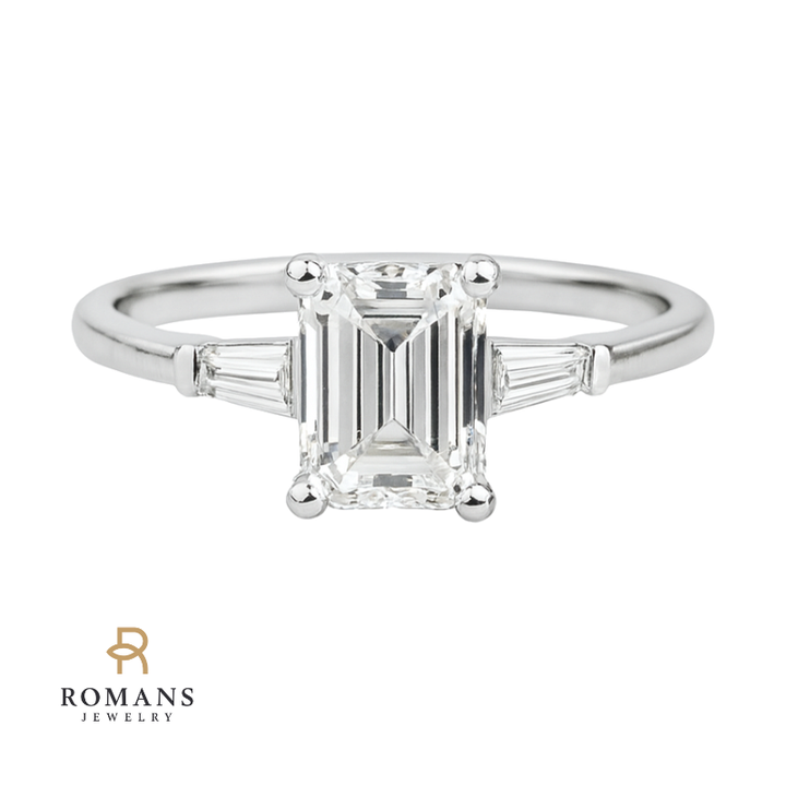Emerald Cut Diamond Engagement Ring Platinum 1.13CT