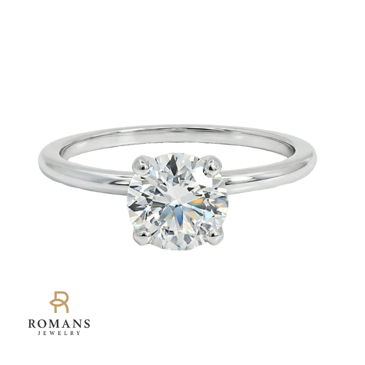 Isleana Solitaire 1CT Round Certified Natural Diamond Ring 14K White Gold