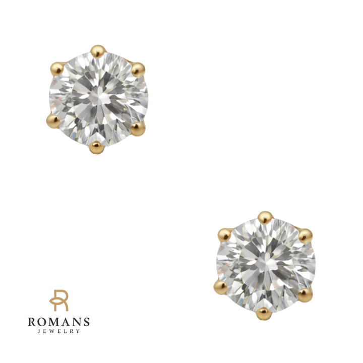 Classic Round Diamond Studs 14K Yellow Gold 1.01CTW
