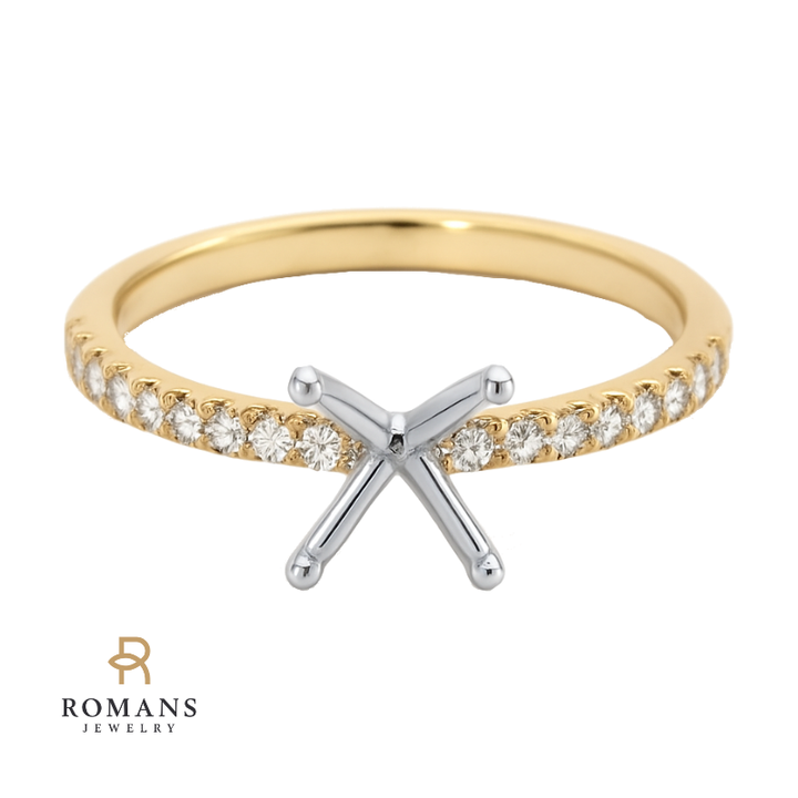 Two-Tone Diamond Engagement Ring Setting 14K Yellow Gold .10CTW