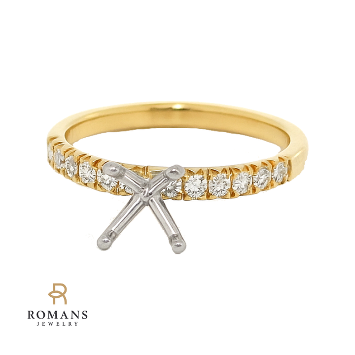 Classic Pave Diamond Engagement Setting 14K Yellow Gold .23CTW