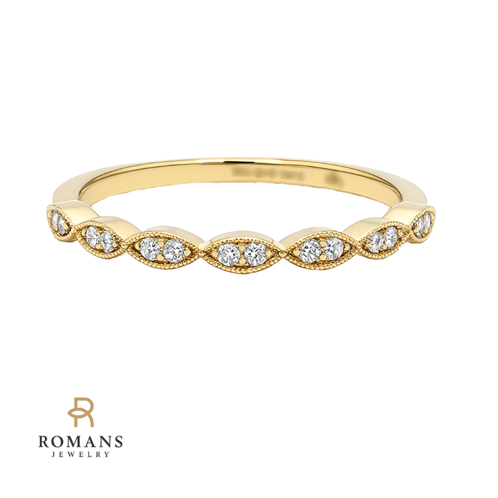 Antique-Style Milgrain Diamond Band 14K Yellow Gold .18CTW