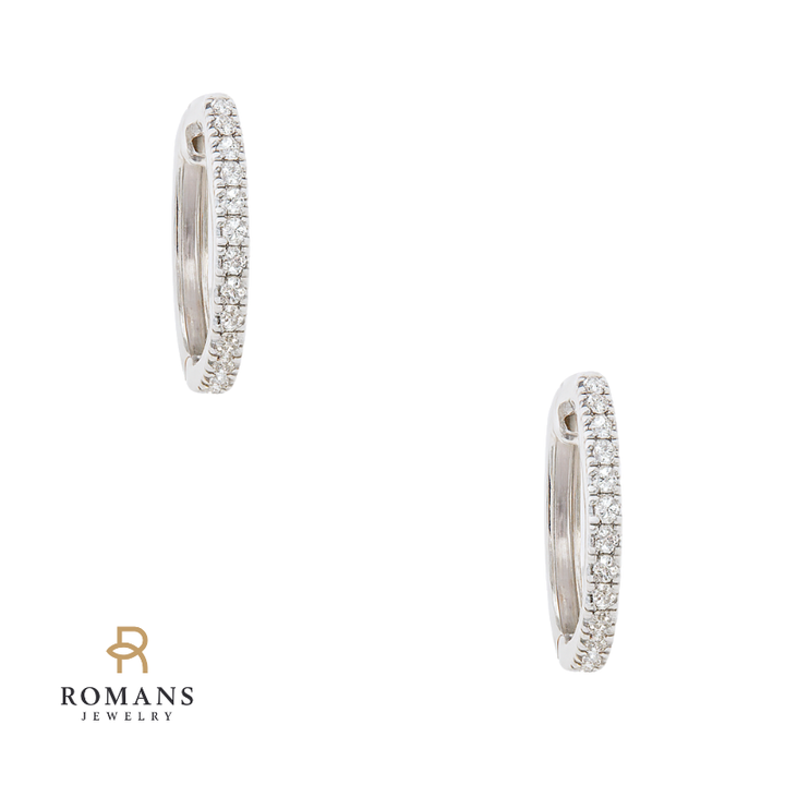Minimal Diamond Huggie Earrings in 14K White Gold .10CTW