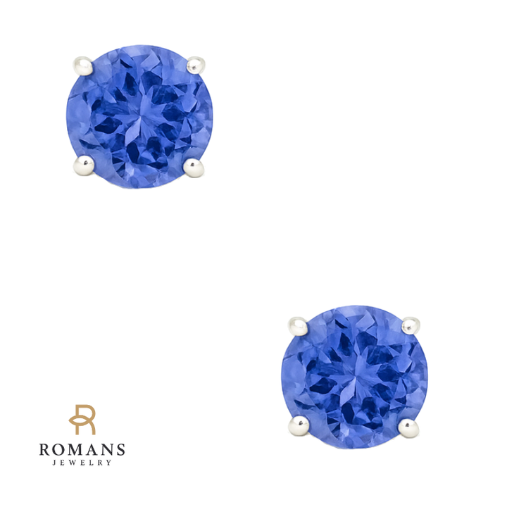 Classic Tanzanite Studs 14K White Gold .65CTW