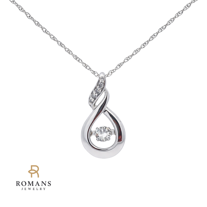 Delicate Twisted Diamond Necklace 10K White Gold .10CTW