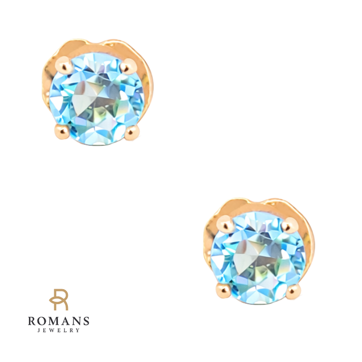Aquamarine Studs 14K Yellow Gold .64CTW
