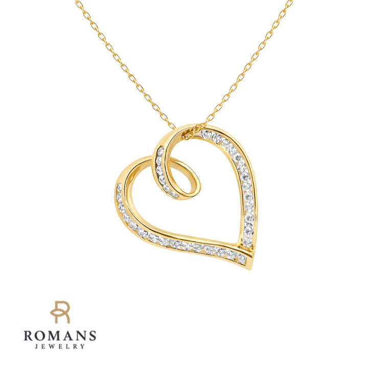 Diamond Heart Slider Pendant 10K Yellow Gold .40CTW