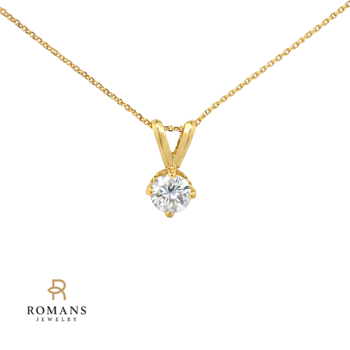 Diamond Solitaire Compass Setting Pendant 14K Yellow Gold .25CT