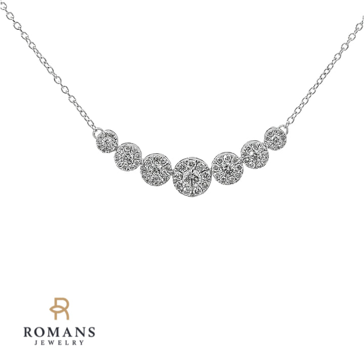 Graduated Diamond Cluster Necklace 0.66CT 10K White Gold