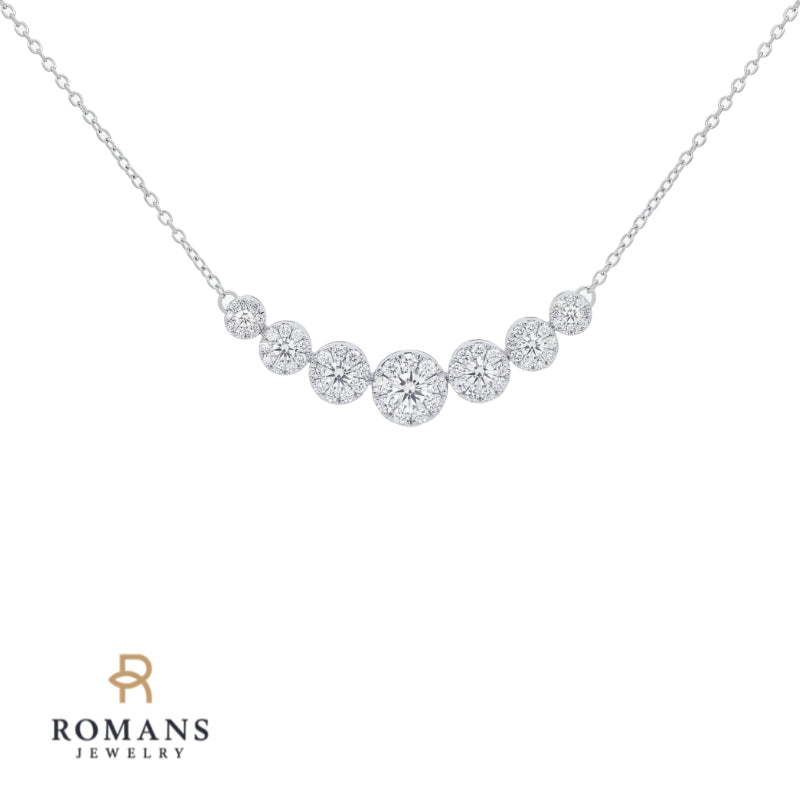 Graduated Diamond Cluster Necklace 0.66CT 10K White Gold