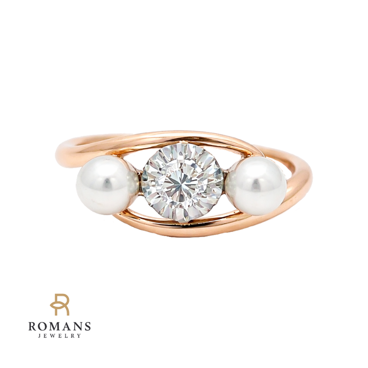 Vintage Pearl Diamond Ring 14K Two Tone .23CT