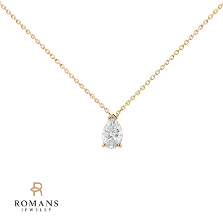 Pear Cut Diamond Floating Necklace 0.32CT 14K Yellow Gold