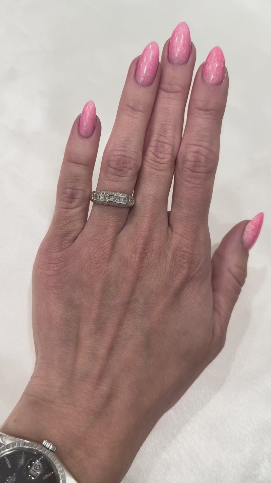 Diamond Channel Set Band 18K White Gold .68CTW
